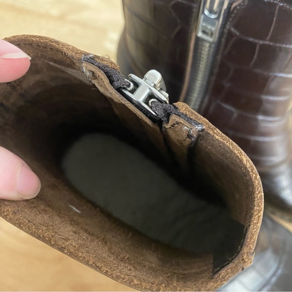 Swedish Hasbeen 60s Boot Clog Ankle Bootie 36 Dark Brown Croc Leather - Picture 7 of 12